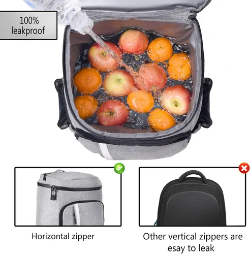 Miniatura 2 de FORICH Mochila enfriadora a prueba de fugas, aislada, impermeable, ligera, suave, para la playa, para hombres y mujeres, para trabajo, almuerzo, Gris