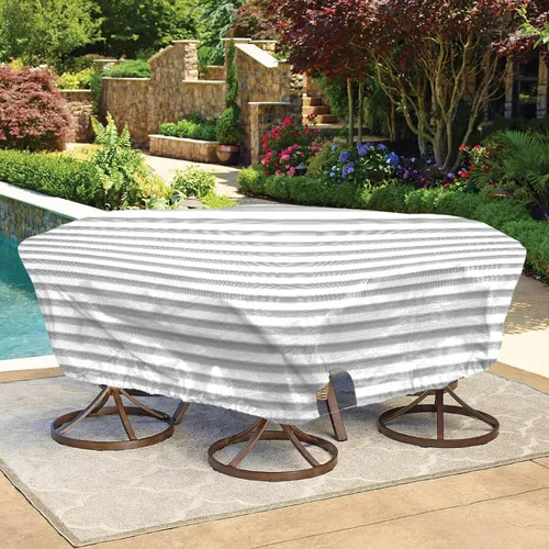 Miniatura 18 de Bynbbur Funda impermeable para muebles de patio de 13 pies con dobladillo de cuerda de alambre en todos los bordes, fundas redondas para piscina