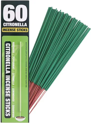 Miniatura 12 de Varillas de incienso de citronela para exterior - 2.5 horas de protección - 16 varillas por caja - Varillas de citronela para acampar, patio, etc