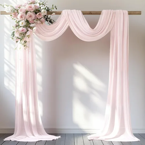 Miniatura 28 de Tela Negra para Drapeado de Arco de Boda 1 Panel 30'' x 20 Pies Cortinas Negras Tela Transparente Telón de Fondo Telas para Drapeado de Arco