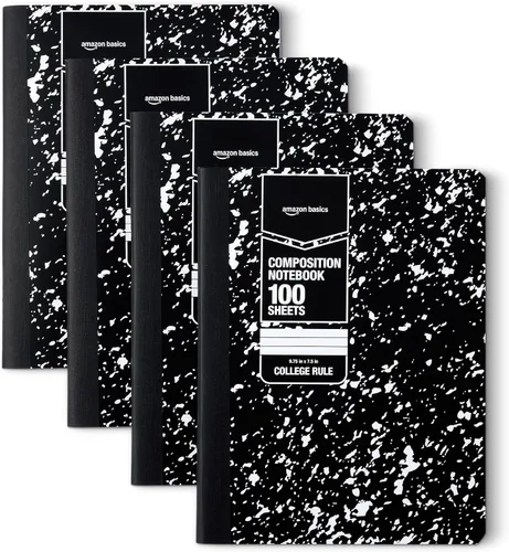 Miniatura 11 de Amazon Basics Cuaderno de composición, rayas universitarias, 100 hojas, 9.75 x 7.5 pulgadas, 1 paquete, mármol negro