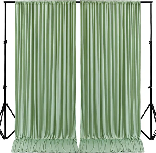 Miniatura 12 de Paneles de cortinas de fondo negras de 10 pies x 10 pies para fiestas, fiestas de cumpleaños, sin arrugas, cortinas de telón de fondo de tela