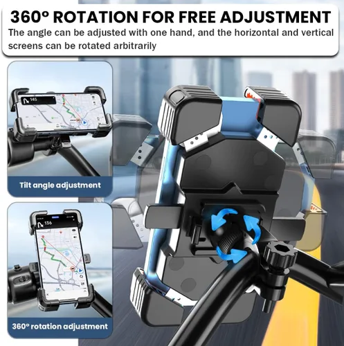 Miniatura 3 de AUCELI Soporte de teléfono para motocicleta, ABS de liberación rápida para teléfonos de 4.7 a 7.2 pulgadas, antivibraciones con clip giratorio
