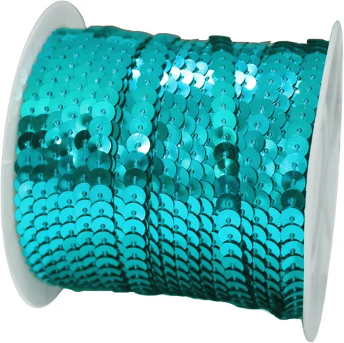 Miniatura 2 de FQTANJU Blue Crafts - Tira redonda de lentejuelas planas para manualidades, flecos y costura; rollo de 100 yardas Azul