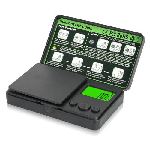 Básculas digitales de bolsillo de 0.01/35.27 oz, básculas portátiles de precisión de gramos con 7 unidades y función de tara, básculas de cocina