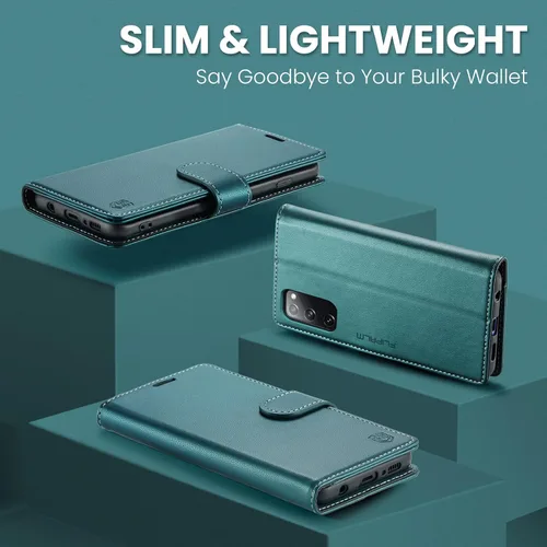 Miniatura 3 de FLIPALM Funda tipo cartera para Samsung Galaxy S20 FE 5G, bloqueo RFID, tarjetero de crédito, de piel sintética, función atril, funda protectora a