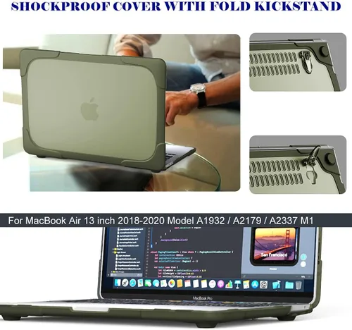 Miniatura 8 de Mektron Funda rígida para MacBook Air 13 A1466 A1369, resistente y de doble capa, con parachoques de policarbonato TPU para MacBook Air de 13.3