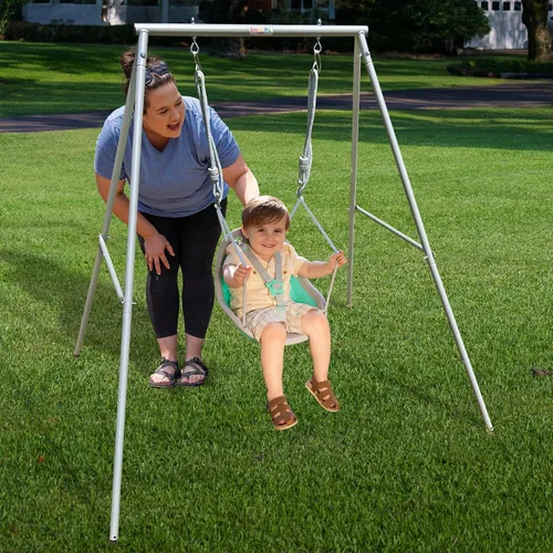 Miniatura 7 de XDP Recreation columpio para niños con estructura, juego portátil para el patio trasero, color aguamarina