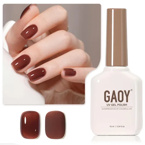 Miniatura 63 de GAOY - Esmalte de uñas de gel marrón, 16ml de esmalte de gel para quitar por remojo, curado con luz UV para arte de uñas, manicura DIY en casa, 2088