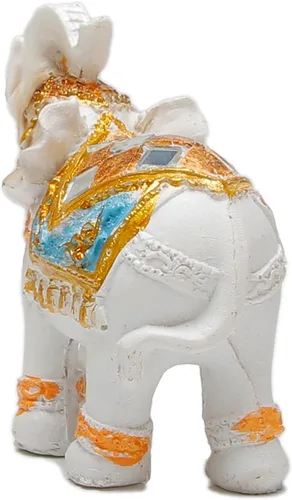 Miniatura 8 de Juego de 2 estatuas y figuras de elefante - Regalos de elefante de la suerte y la riqueza para decoración del hogar - Estatua con trompa hacia