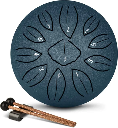 LEKATO Tambor de lengua de acero de 6 pulgadas, 11 notas de sanación de sonido, para principiantes, percusión para meditación, yoga, educación
