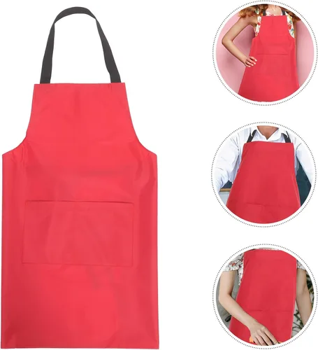 Miniatura 8 de HOMSFOU Waterproof Pvc Kitchen Apron with Pocket Oil-resistant Waist Apron for Men and Women Cooking for Cooking Washing and Serving