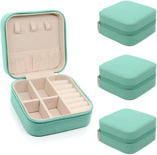 Miniatura 15 de KEINE MARKE Joyero pequeño, estuche portátil de viaje para anillos, colgantes, aretes, collares, organizador de pulseras, cajas de almacenamiento, 1