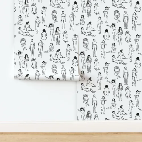 Miniatura 4 de Papel tapiz para despegar y pegar, para mujer, negro, blanco, niña, poder, vida, dibujo, cuerpo, salud, papel pintado extraíble personalizado por