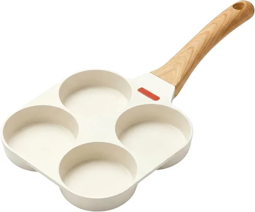Sartén antiadherente de granito de 4 agujeros con revestimiento de granito | Sartén para tortitas divididas sin PFOA | Olla de huevos de desayuno de