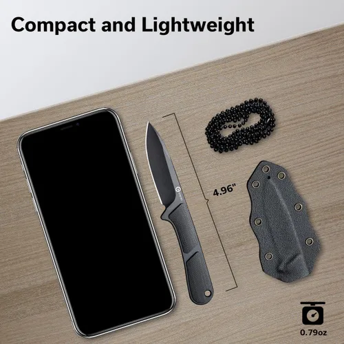 Miniatura 4 de CIVIVI Mini Elementum Cuchillo de hoja fija con una funda Kydex y una cadena para transporte de cuello EDC, pequeño cuchillo esqueletizado de espiga
