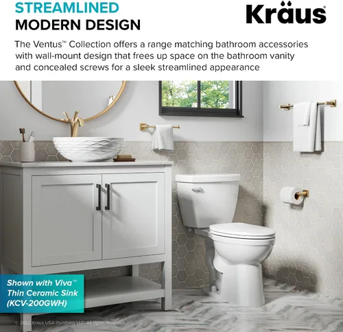 Miniatura 7 de KRAUS Toallero de baño Ventus, acabado dorado cepillado