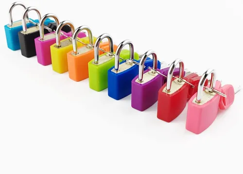 Miniatura 5 de GXXMEI 10 cerraduras de maleta con llaves, candados pequeños de metal, mini candados con llave para escuela, gimnasio, aula, juego a juego