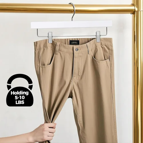 Miniatura 5 de Quality Hangers Perchas de madera para pantalones, paquete de 20 ganchos giratorios para ropa, falda de madera de loto, pantalones, pantalones Blanco