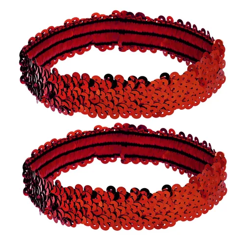 Miniatura 9 de PENTA ANGEL Diadema de lentejuelas para mujer, 2 piezas de los años 80 y 90, estilo vintage, elástica con brillantina, accesorios para disfraz