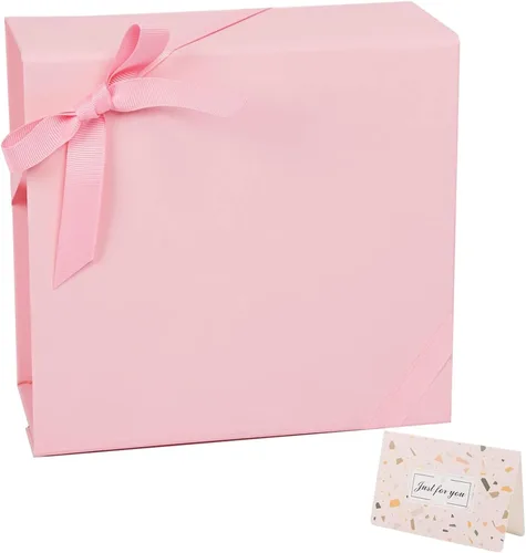 Miniatura 12 de CHARMGIFTBOX Cajas de regalo con tapas, 7.4 x 7.0 x 3.2 pulgadas, pequeña caja de regalo magnética azul Auqa con tarjeta, pequeñas cajas plegables