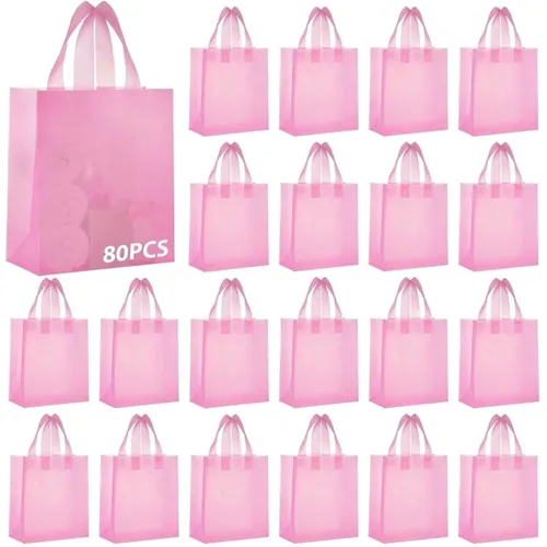 Miniatura 16 de Amylove 80 bolsas de regalo transparentes a granel con asa, bolsa de plástico esmerilado, embalaje reutilizable, envoltura de golosinas