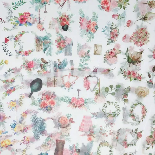 allydrew Washi - Juego de calcomanías para álbumes de recortes, manualidades para papelería, diario, fabricación de tarjetas, (18 hojas), flores y