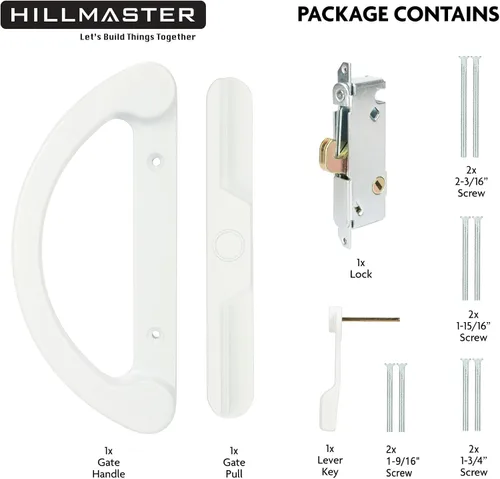 Miniatura 5 de HILLMASTER Juego de manijas para puerta corredera de patio con cerradura de muesca 45° para reemplazo, diseño reversible de estilo de muesca, sin