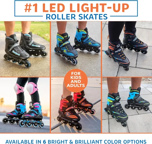 Miniatura 8 de XINO SPORTS Combo 2 en 1, Patines para niños Patines en línea - Patines intercambiables con luz LED para niños de 6 a 12 años, adolescentes y Verde