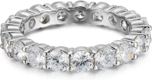 Miniatura 2 de NYC anillo de boda de lujo de plata esterlina con circonas cúbicas circulares, de 3.00mm