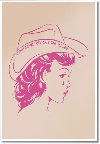 abrtolpffo Impresión artística de pared rosa vintage, póster de vaquera para dormitorio de niñas, lienzo sin marco de 12 x 16 pulgadas Pinkgirl