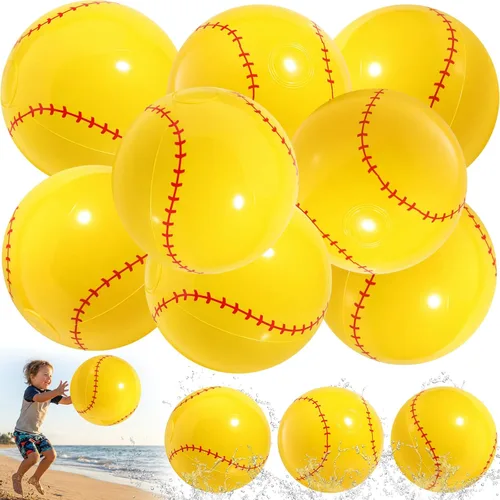 Miniatura 10 de Sosation 8 piezas de pelotas inflables deportivas de 16 pulgadas, pelota de playa inflable, 4 estilos de pelotas de decoración para fiestas