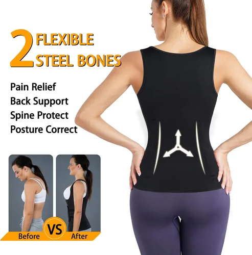 Miniatura 2 de GAODI Chaleco de entrenamiento de cintura para mujer, corsé delgado, corsé de neopreno, camiseta sin mangas con cremallera para entrenamiento
