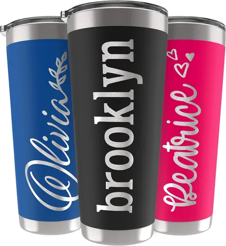 Miniatura 29 de Vasos delgados personalizados con tapa, regalos para ella de 20 onzas, rosa intenso, 12 diseños, vaso grabado personalizado con nombre, tazas Rosa