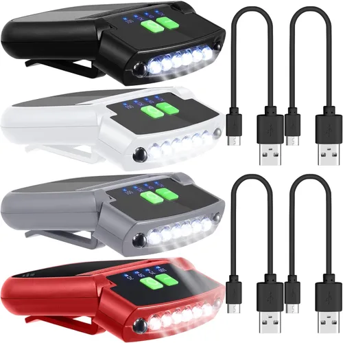 Miniatura 9 de Mudder Linterna LED con clip para gorra USB recargable, linterna impermeable ultra brillante para sombrero, linterna de cabeza para pesca