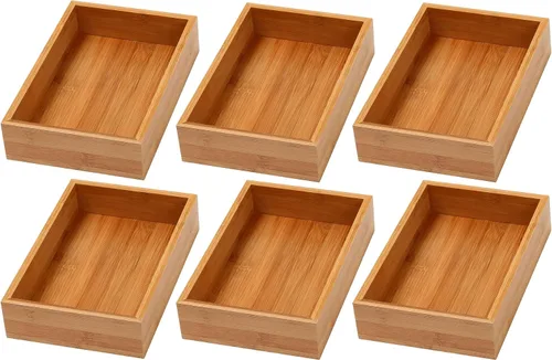 Miniatura 21 de YBM HOME Caja organizadora de cajones de bambú para cajón de cocina, oficina, dormitorio, habitación de los niños, manualidades, costura y baño