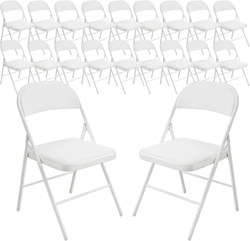 Miniatura 21 de Bonnlo Silla Plegable con Cómodo Cojín Acolchado y Respaldo, Sillas Plegables Portátiles para Exterior, Eventos de Oficina, Bodas, Cuero Pu, 4 Negras
