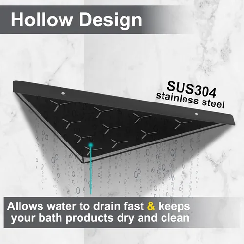 Miniatura 5 de Estante esquinero de baño con diseño de ranura de 11 pulgadas, estantes de ducha empotrados para pared de azulejos, estantes esquineros de acero