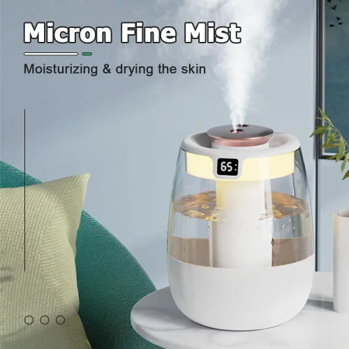 Miniatura 7 de DONGKER Humidificador de doble pulverización, humidificador de pantalla digital USB silencioso de 1 litro con 2 modos de niebla y luz nocturna