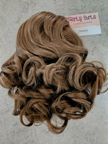 Miniatura 5 de Girly Curls Perfect Curls - Peluca de pelo rizado de 14 pulgadas para niñas jóvenes (castaño)