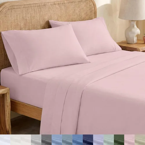 Miniatura 13 de California Design Den Sábanas King con Rayas, 100% Algodón Orgánico Percal, Juego de Sábanas de Bolsillo Profundo King y Fundas de Almohada - Raya