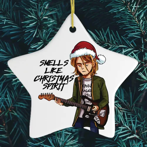 Miniatura 4 de Adornos navideños de moda con temática de cultura pop, películas y música - Huele a espíritu navideño Rock and Roll Adorno (Estrella)