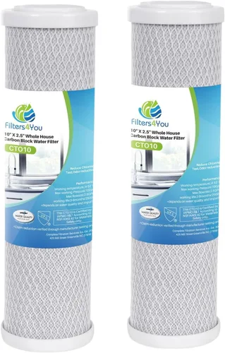 CFS Paquete de 2 cartuchos de filtro de agua de bloque de carbono compatibles con modelos Flow-Pur 8, WCBCS-975-RV, elimina el mal sabor y olor,