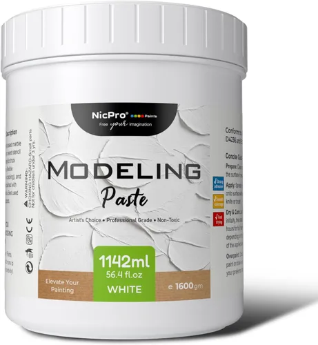 Miniatura 7 de Nicpro Pasta de modelado de 19.3 fl oz / 28.2 oz para pintura acrílica, medio acrílico de alta densidad para arte de textura y grosor, pasta