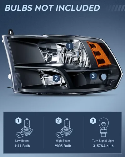 Miniatura 2 de Nilight Conjunto de faros delanteros 2009 2010 2011 2012 2013 2014 2015 2016 2017 2018 Ram 1500 2500 3500 Pickup Quad Conjunto de faros de repuesto
