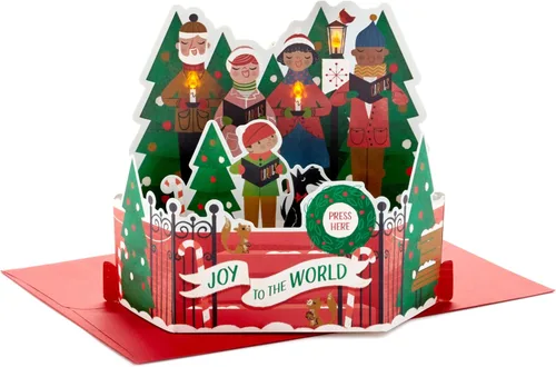 Miniatura 7 de Hallmark Paper Wonder - Tarjeta de felicitación desplegable de Navidad con sonido y movimiento (tren de Navidad, reproduce "Deck the Halls")