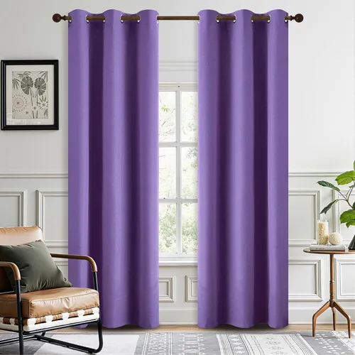 Miniatura 18 de DONREN Cortinas opacas de lino con aislamiento térmico de 52 x 95 pulgadas, cortinas de oscurecimiento de habitación con ojales para dormitorio