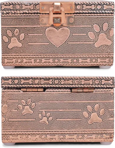 Miniatura 5 de Cottage Garden Página de inicio Perro Pawprint Caja de recuerdo de joyería de metal de tono de cobre
