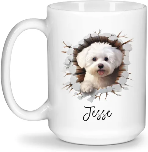 Miniatura 12 de Tazas de café con nombre personalizado único y emocionado Chihuahua rompió la pared, tazas de café personalizadas para perros, regalo para niños