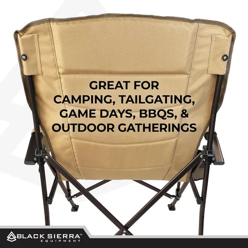 Miniatura 8 de Black Sierra - Silla de campamento de gran tamaño con respaldo alto para adultos, soporta 500 libras, silla plegable portátil XL resistente